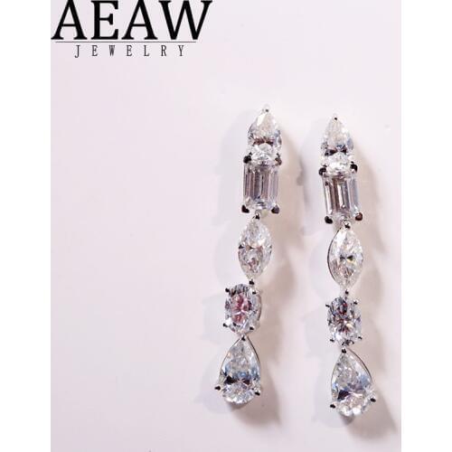 AEAW 18K White/Yellow/Rose Gold 5.2ctw Pear Cut Lad Diamond Ring Moissanite Earrings For Women For Girl Gife