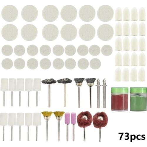 Woolen Polishing Wheel 73pcs Wool Felt Polishing Buffing Wheel Grinding Pad 3mm Shank For Dremel Rotary Tool Accessories