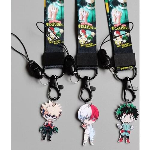 My Hero Academia Lanyards Anime Figure Bakugou Katsuki Todoroki Shoto Midoriya Izuku Pendant Lanyards Jewelry Cosplay Gift New