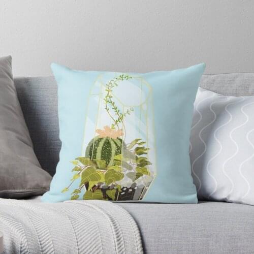 Blue Terrarium Throw Pillow Cushion Cover Polyester throw pillows case on sofa home living room car seat decor 45x45cm