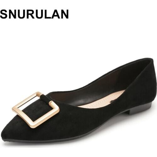 SNURULANBrand Ladies Flock Plain Flat Shoes Designer Ballets Pointed Toe Dress Shoes Elegant OL Foldable Flats Women Roll Up Sho