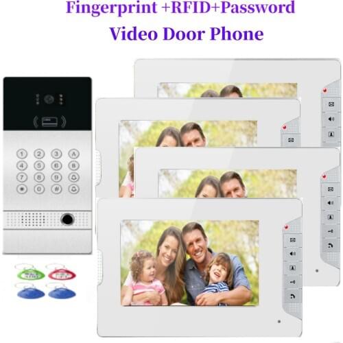 7 Inch Wired 1080p Video Intercom for Home IP Video Doorbell fingerprint Password RIFD Unlock HD Screen Intercom System