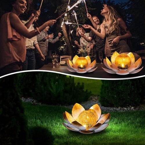 Amber Crackle Globe Glass Solar Light Garden Spring Decor LED For Porch