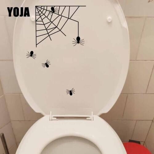 YOJA 14.9X22.4CM Black Spider Web Spider Pattern Living Home Decor Toilet Decal Wall Sticker Funny Pattern T5-1146