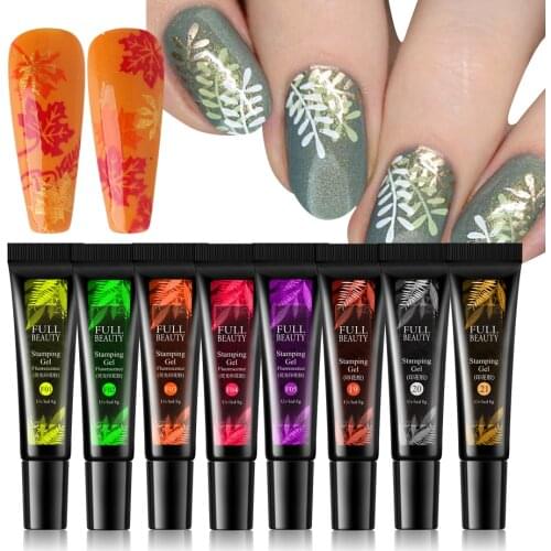 1pcs Fluorescence Stamp Gel Nail Art Stamping Print Varnishes Glitter Gold Silver Transfer Polish Manicure Accessories JI1916