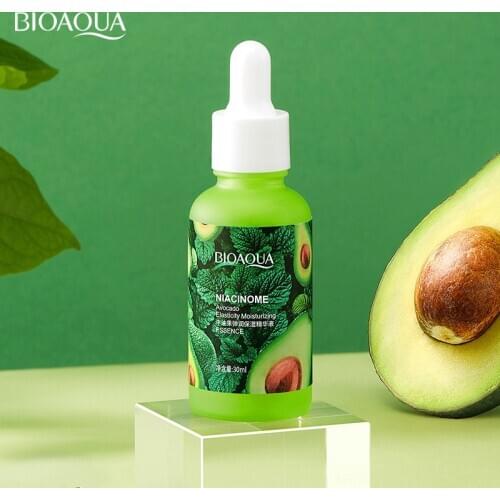 1Pcs Avocado Elastic Moisturizing Face Serum Hydrating Brightening Shrinking Pore Refreshing Essence Skin Care