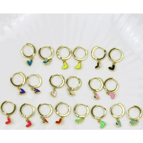 10 Pairs Enamel Heart earrings Mix color Heart shape earrings lovely jewelry earrings fashion Jewelry Gift