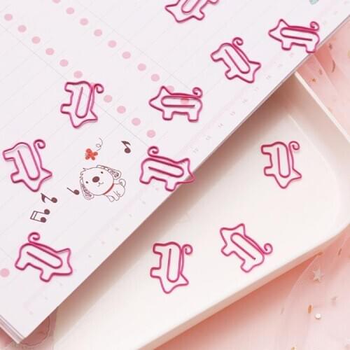 10 Pcs Cute Creative Lovely Pig Bookmark Cartoon Small Cute Roll Tail Pig Soft Paper Clip Students Office Desktop Supplies