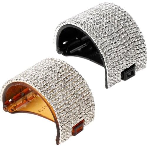 2Pcs Full Rhinestone Hair Jaw Clip Womens Teethed Cuff Wrap Hair Accessories