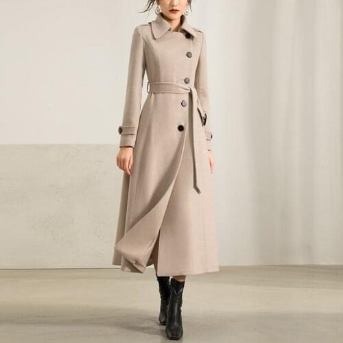2020 new winter winter winter mid long versatile high end denim wool coat
