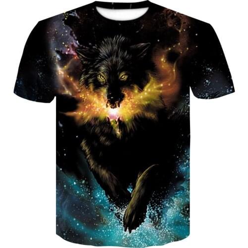 2021 Newest Male Fashion T-shirt Male 4XL Wolf 3D Print Animal Cool Funny T-Shirt Men Short Sleeve Summer Tops T-shirt