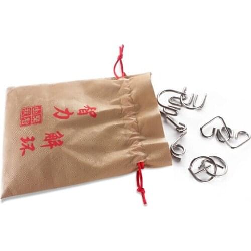 24PCS/Set IQ Metal Wire Puzzle Mind Brain Teaser Kids Educational Puzzles Game for Children Adults