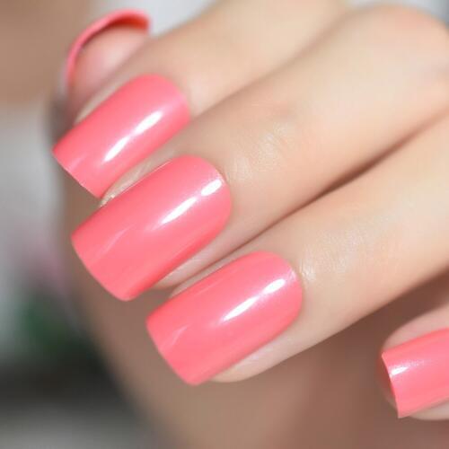 24pcs Fashion Shiny Fake Nails Flat Top False Nails Dark Pink Acrylic Nails Tips Simple Design Full Cover Manicure Tools Z951