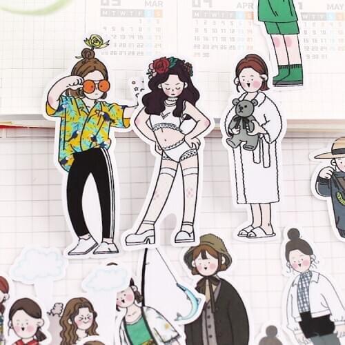 26PCS Funny Trend girl mini Paper Stickers Crafts And Scrapbooking stickers book Decorative sticker DIY Stationery