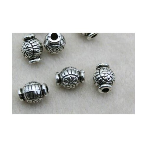 50pcs/1lot Tibetan Silver Oval beads flower Pattern beads Antique Loose Bead Spacer Connectors for DIY Jewelry Making bracelet