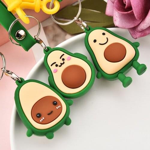 Cartoon 3D Fruits Avocado Key Chain Pendant PVC Souvenir Keychain Bag Coin Purse PVC Toy Pendant Fashion Jewelry Party Gift