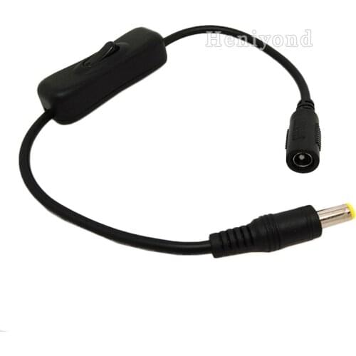 DC 12V monitoring power connector with switch 5.5x 2.1mm power male to female cable