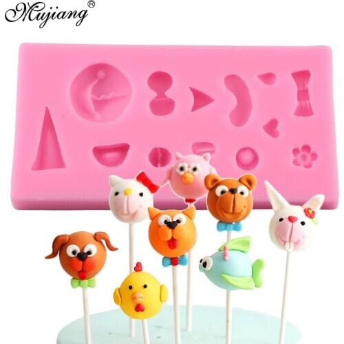 DIY Cartoon Series Animals Face Modeling Chocolate Silicone Mold Candy Polymer Clay Molds Cupcake Fondant Cake Decorating Tools