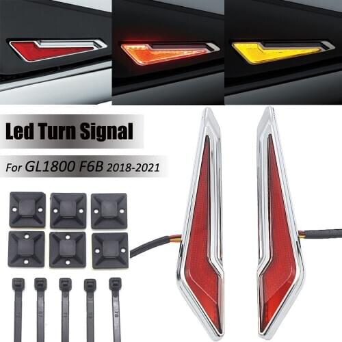 For HONDA GL1800 F6B 2018-2021 Gold Wing Decorative Lamp Chrome Led Turn Signal Side Saddlebag Lnserts