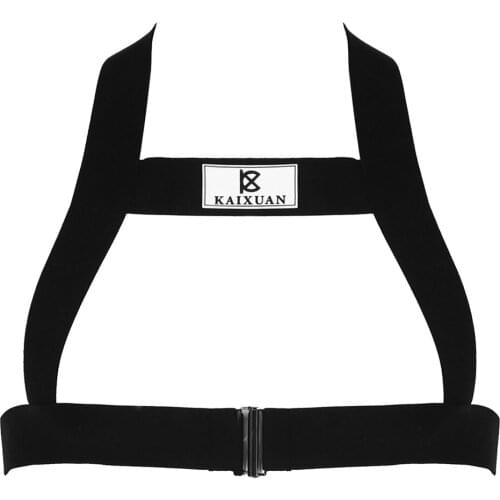 Men Halter Hallow Out Cropped Tank Tops Elastic Strap Body Shoulder Chest Harness Belt Adjustable Buckle Lingerie Costume