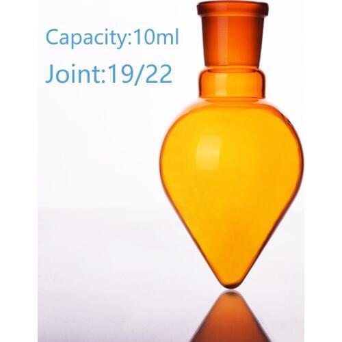 Brown pear-shaped flask,Capacity 10ml,Joint 19/22,Brown heart-shaped flasks,Brown coarse heart-shaped grinding bottles