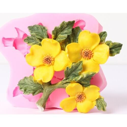 Jasmine Shaped Fondant Molds Silica Gel 3D Silicone Mould DIY Multifunction Cooking Utensils Party Cake Molds Bakeware tools