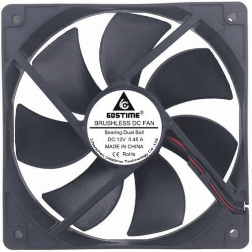 Gdstime 10 Pcs 120mm x 25mm 12cm Ball Bearing DC 12V PC Case Cooler Cooling Fan 120mm*120mm*25mm High RPM 0.45A