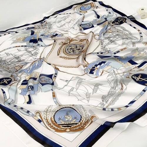 KOI LEAPING New fashion scarf for ladies sailboat printing scarf shawl decorative headscarf Variety professional shawl hot sale