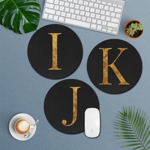 Initial Name Letter Pattern Leather Desktop Mouse Pad Stylish Simplicity and Round Shape for Notebook Desktop Computer Mouse Pad