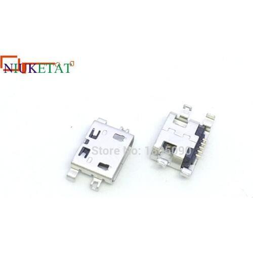 100pcs Micro USB 5pin heavy plate no side with hole Flat mouth Female Connector For Mobile Phone Mini USB Jack