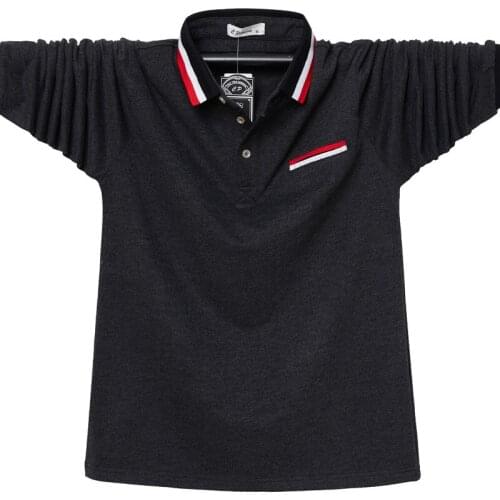 Mens long sleeve shirts Spring Autumn fashion spell color cotton Brand polo shirt men Casual tops 6XL