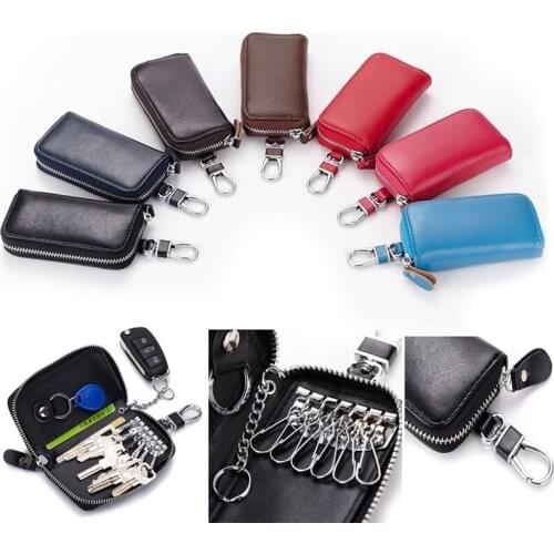 Men Women Soft Leather Key Bag Keychain Credit Card Holder Case Purse Wallet NEW