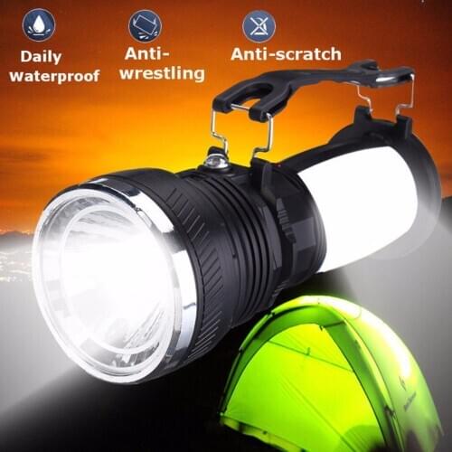 2019 New Black Rechargeable Battery LED Solar Flashlight Camping Tent Light Lantern Torch