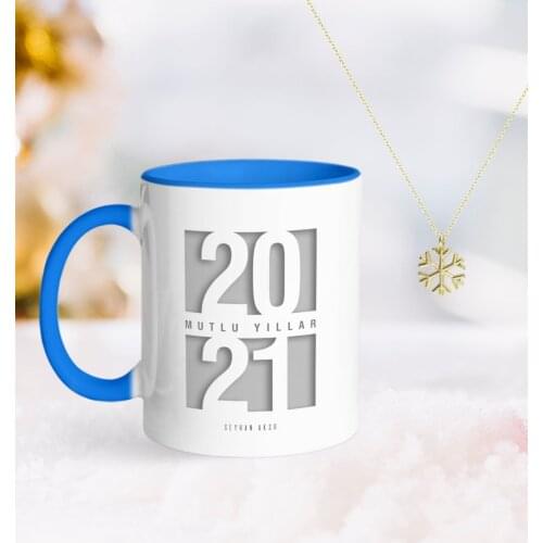 Personalized 2021 Happy birthday Blue Mug and Snow Them Kolye-7