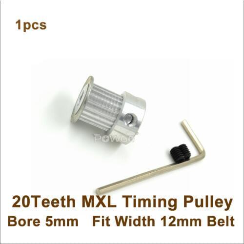 POWGE 20 Teeth MXL Timing Pulley Bore 5mm For Width 12mm MXL Timing Belt 3D Printer,Ultimaker(20T 20Teeth MXL Pulley)