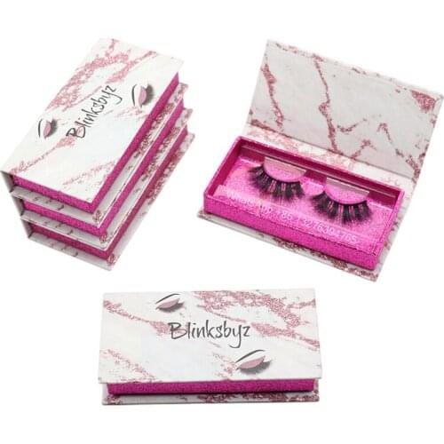 Pink Marble Eyelash Empty Box Free Lash Tray Custom Eyelash Packaging with Logo Wholesale 100% Handmade Mink Fur Lashes