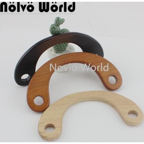 2-10-20 pieces,18.5X9cm 3 colors wood carrying handle patchwork crochet bag handbags retro gradient brown wooden handle