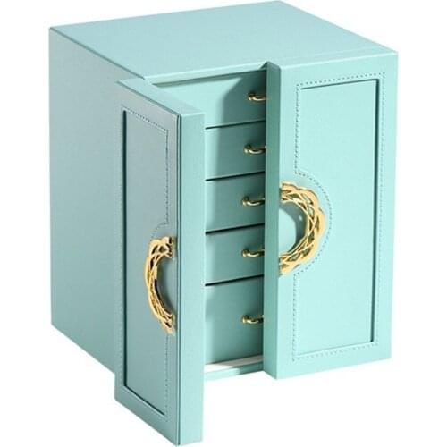 Multi layer large capacity make up jewelry box double door leather ABS case watch cosmetic storage bag safety toolbox women home