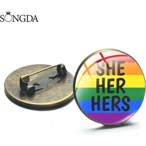 SONGDA- LGBT Rainbow Pride Flag Picture Brooch Labarum Bisexual Pride Fashion Decorative Brooch Charm Metal Pin Badge Gift