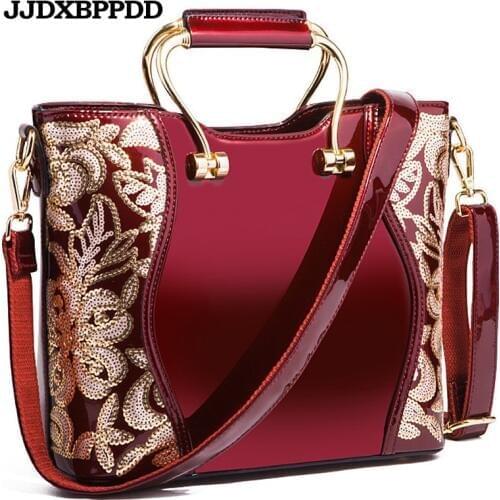 Women Bags Shoulder Handbags Large Capacity Womens Handbags Crossbody Messenger bags Floral Luxury Patent Leather Bag