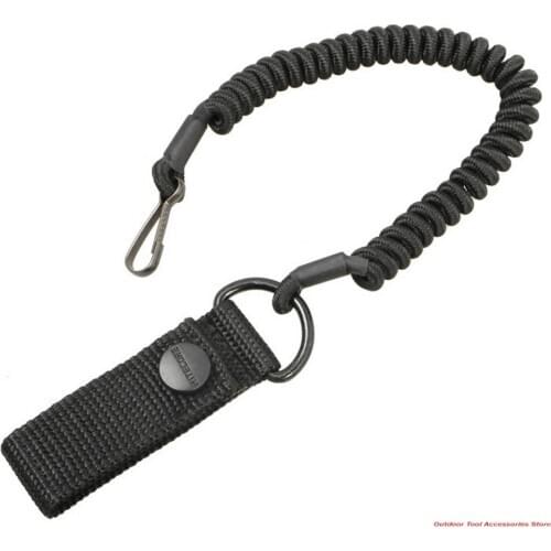 Tactical Pistol Lanyard Sling Elastic Handgun Secure Spring Retention Rope Sling