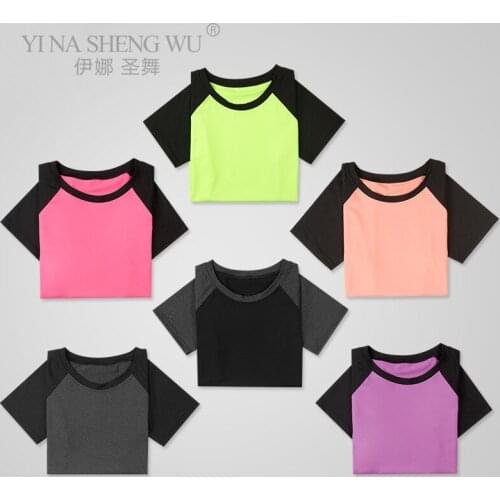Yoga Tops Gym Womens Sport Shirts Quick Drying Running Round Neck T-shirt Short Sleeve Sportswear Fitness Clothes Shirt & Tops
