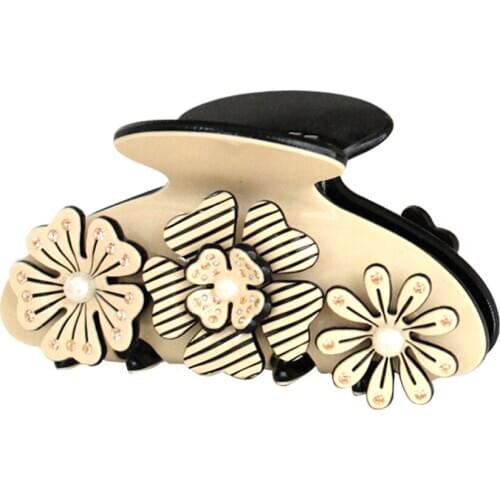 Flower Hair Claws - Rhinestone Hair Claw Clip for Bride Women Lady Hair Accessory Tiara Beach Prom for Hairwear Wedding Prom