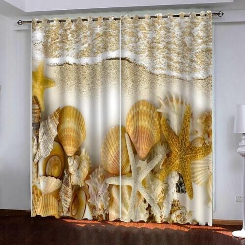 3D Custom Beach shell starfish photo curtain for living room bedroom kitchen kids room curtain blackout window curtain 3d