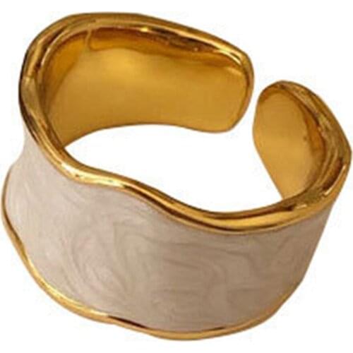 Women Wide Open Rings, Vintage Adjustable Marble Texture Stackable Glaze Finger Rings