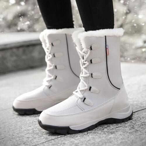 New Hot Sale Winter Women Boots High Quality Keep Warm Mid-Calf Snow Boots Lace-up Comfortable Ladies Boots Chaussures Femme