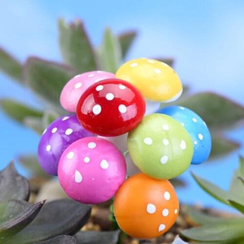 ZOCDOU 8 Pieces Colourful Mushroom Simulation White Rabbit Food Field Garden Statue Little Figurine Crafts Ornament Miniatures