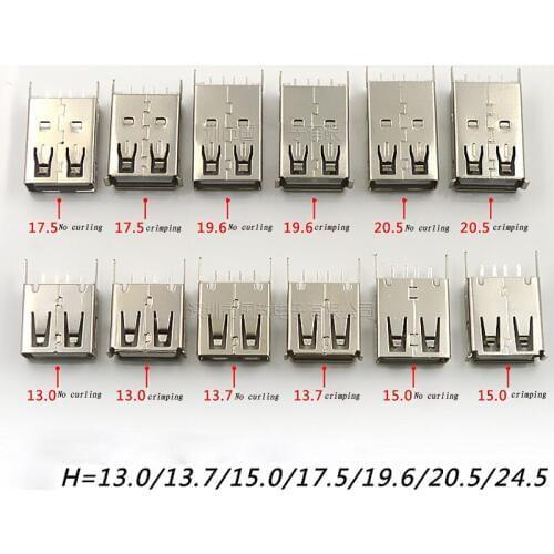 10pcs AF USB Connector Micro USB Connector Socket Vertical Straight Flat With Curling and No Curling Various Specifications