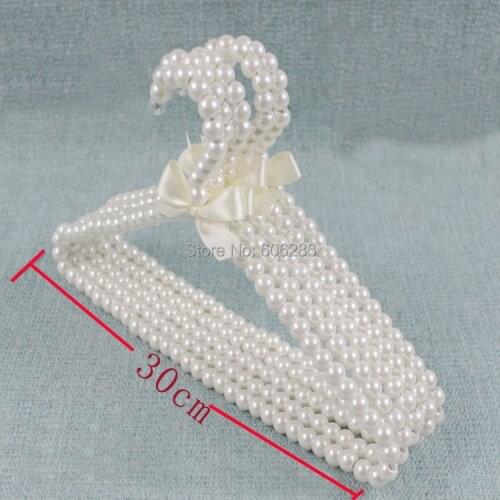 10PCS/LOT 30cm Clothes Pearl Plastic Hanger pearl Clothes Rack Child Plastic Slip Resistant Baby White Hangers for Party favor