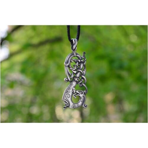 LANGHONG 10pcs Vikings Pendant Norse Charm The Ringerike Dragon Scandinavian Necklace Pendant Norse Jewelry
